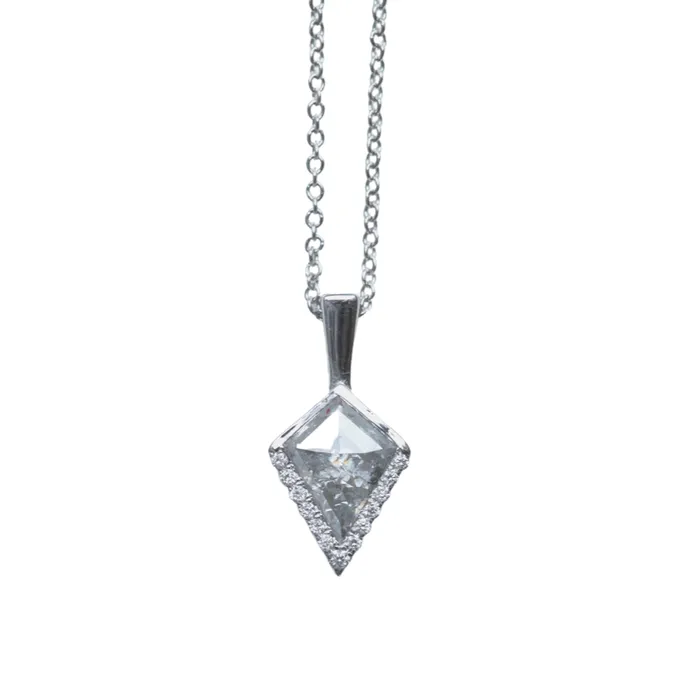 102ct Kite Rosecut Diamond Necklace In 14K White Gold Anueva Jewelry Necklaces
