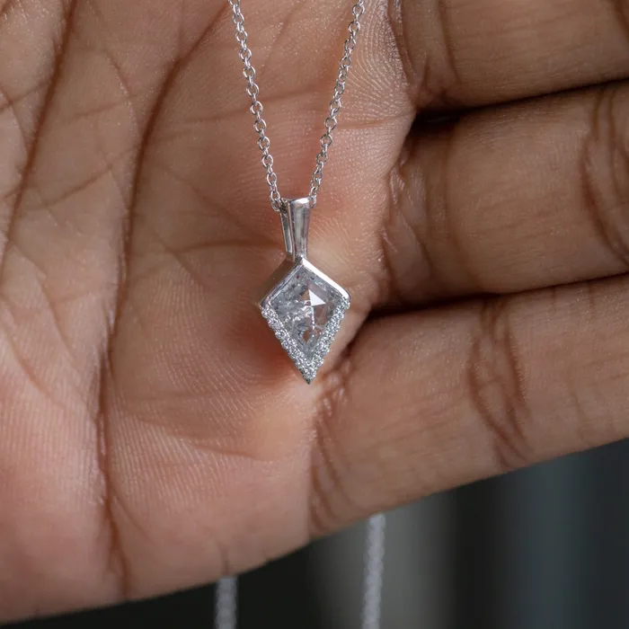 102ct Kite Rosecut Diamond Necklace In 14K White Gold Anueva Jewelry Necklaces
