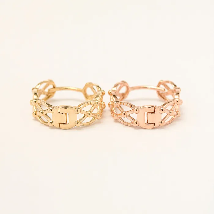 14K 18K Gold Check ball Cartilage Hoop Earring MinimalBijoux Earrings