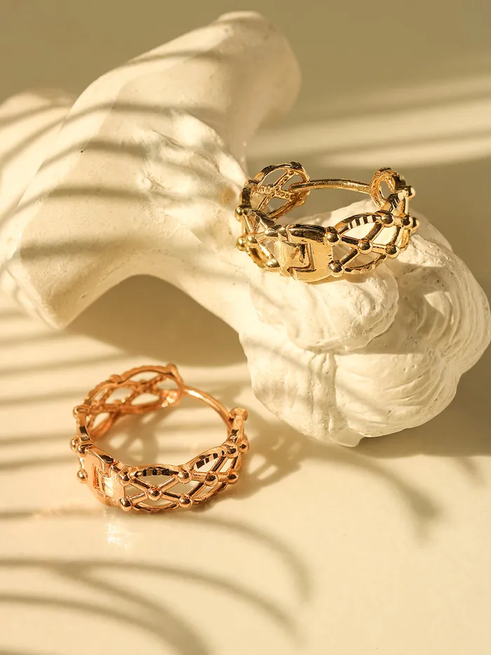 14K 18K Gold Check ball Cartilage Hoop Earring MinimalBijoux Earrings