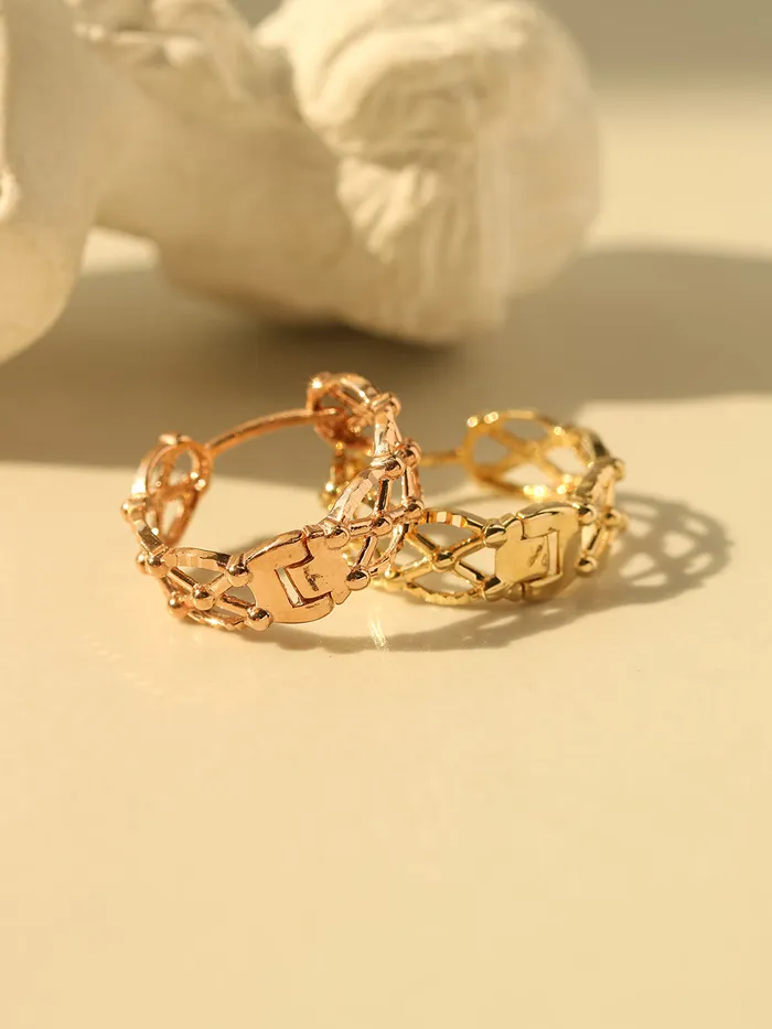 14K 18K Gold Check ball Cartilage Hoop Earring MinimalBijoux Earrings