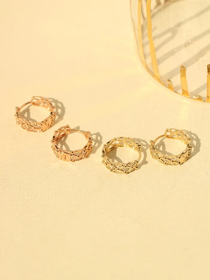 14K 18K Gold Check ball Cartilage Hoop Earring MinimalBijoux Earrings