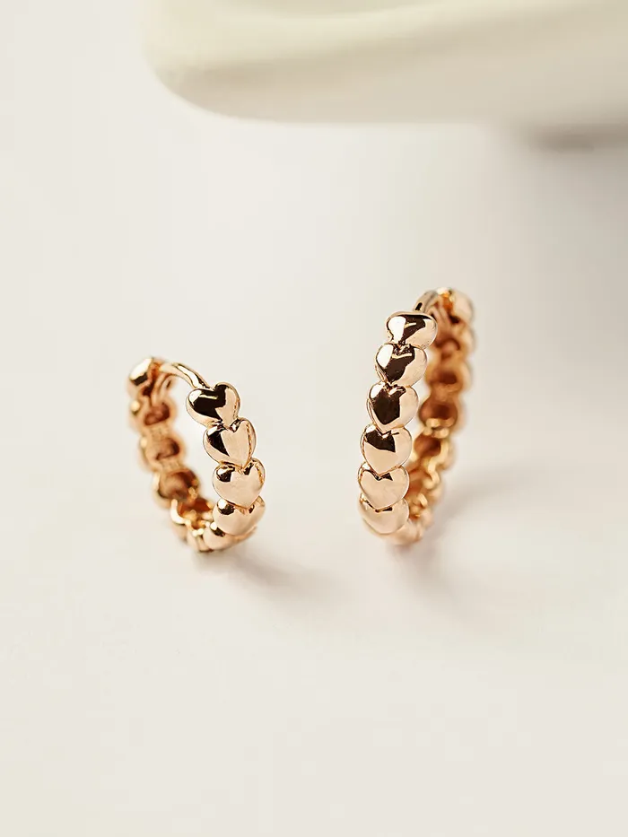 14K 18K Gold Lovely Heart Cartilage Hoop Earring MinimalBijoux Earrings