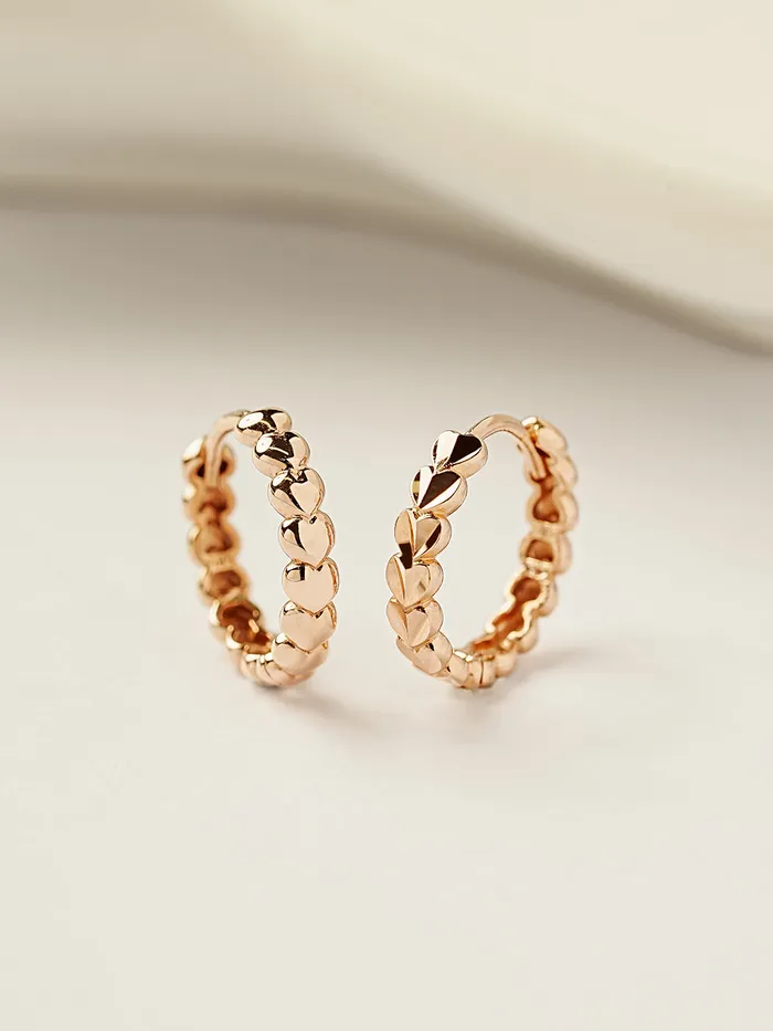 14K 18K Gold Lovely Heart Cartilage Hoop Earring MinimalBijoux Earrings