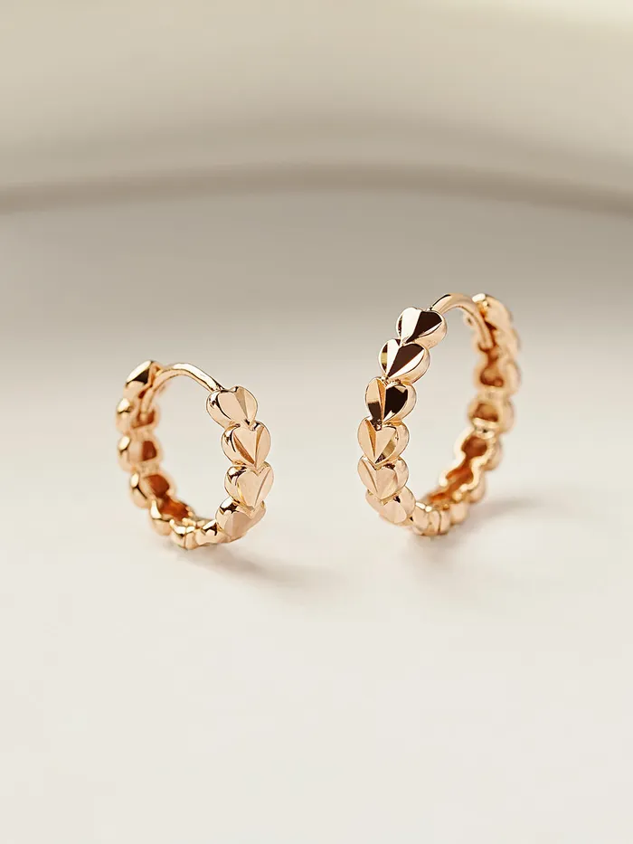 14K 18K Gold Lovely Heart Cartilage Hoop Earring MinimalBijoux Earrings