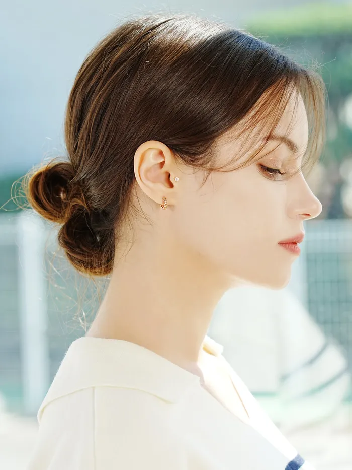 14K 18K Gold Lovely Heart Cartilage Hoop Earring MinimalBijoux Earrings