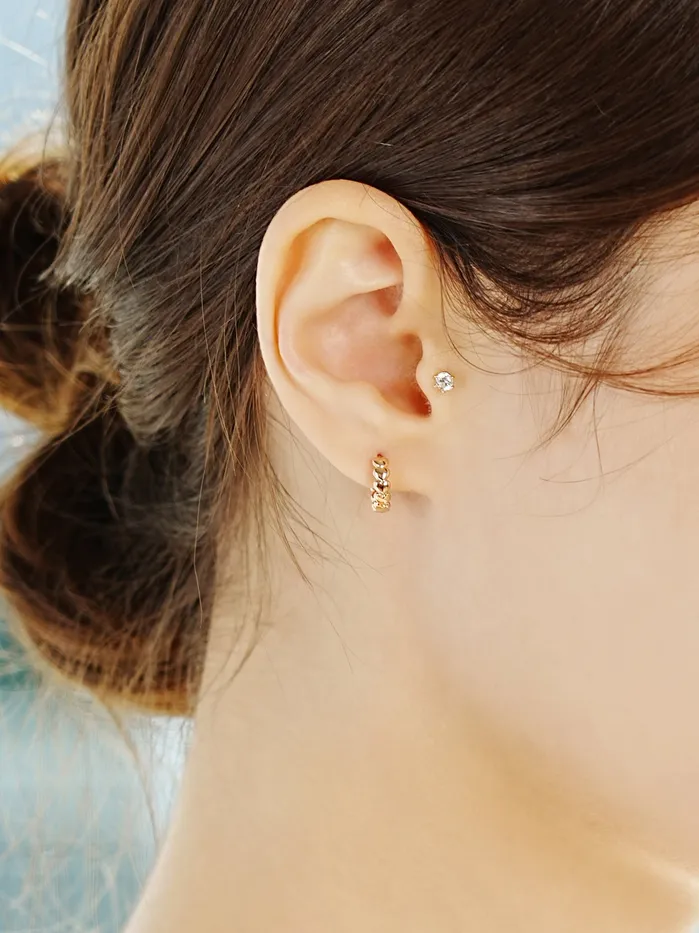 14K 18K Gold Lovely Heart Cartilage Hoop Earring MinimalBijoux Earrings