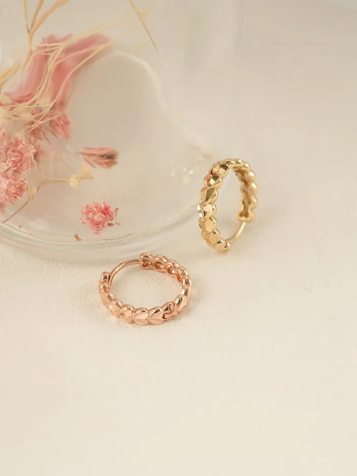 14K 18K Gold Lovely Heart Cartilage Hoop Earring MinimalBijoux Earrings