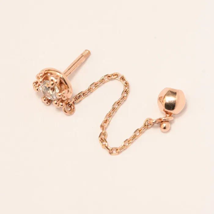 14K Gold Crown Cubic Layered Chain Cartilage Earring 18G16G MinimalBijoux Earrings
