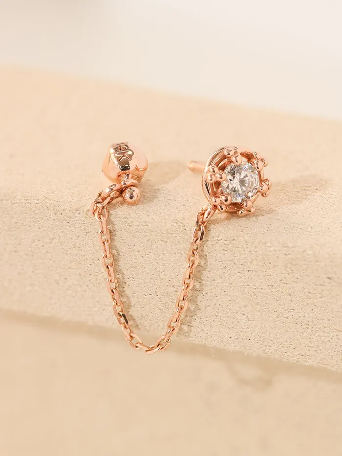 14K Gold Crown Cubic Layered Chain Cartilage Earring 18G16G MinimalBijoux Earrings