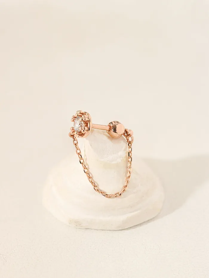 14K Gold Crown Cubic Layered Chain Cartilage Earring 18G16G MinimalBijoux Earrings
