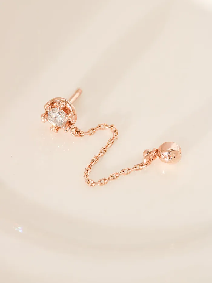 14K Gold Crown Cubic Layered Chain Cartilage Earring 18G16G MinimalBijoux Earrings