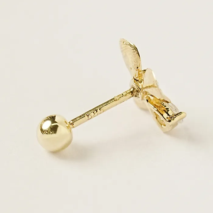 14K Gold Cubic Clover drop and stud Cartilage Earring 20G18G16G MinimalBijoux Earrings