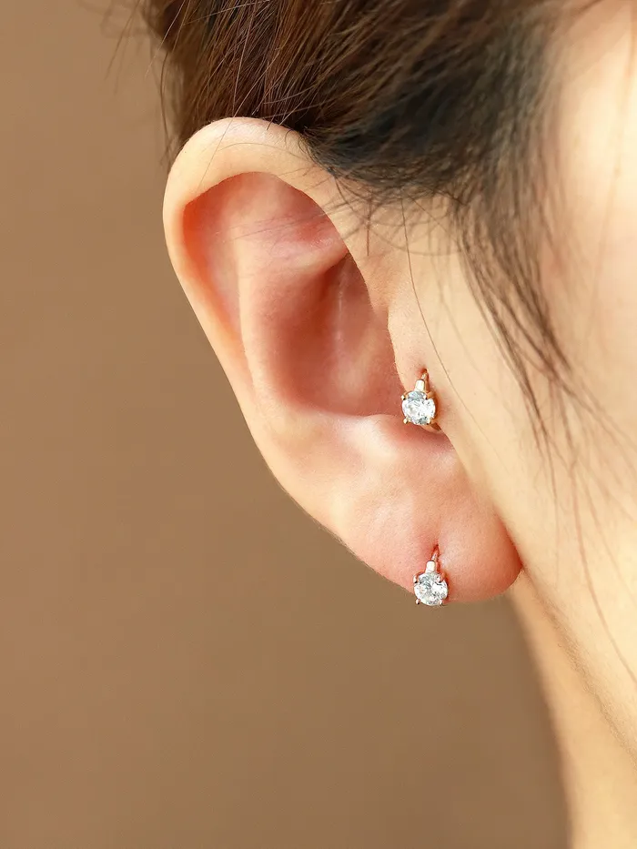 14K Gold CZ Onyx Hoop Earring MinimalBijoux Earrings