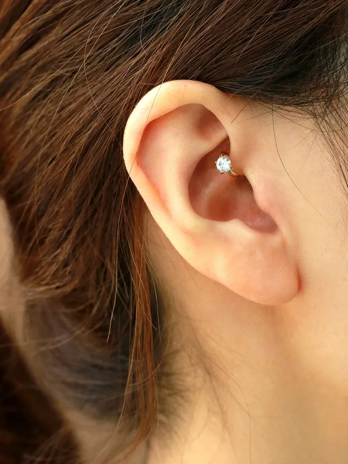 14K Gold CZ Onyx Hoop Earring MinimalBijoux Earrings