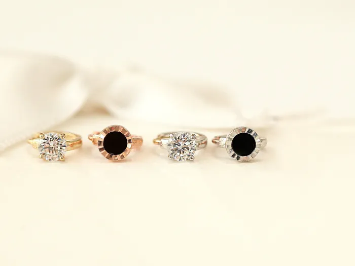 14K Gold CZ Onyx Hoop Earring MinimalBijoux Earrings