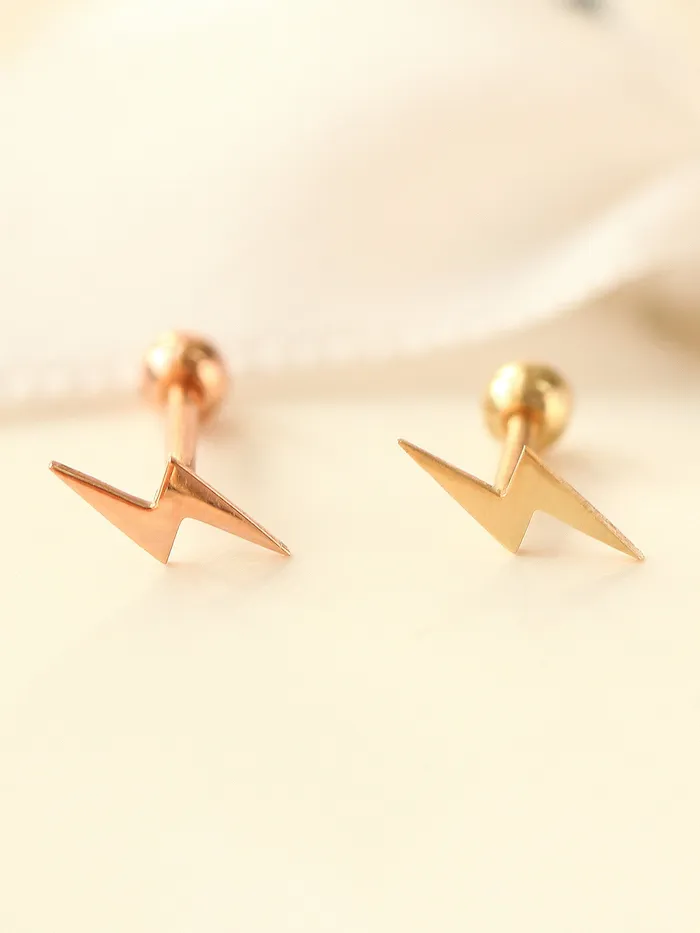 14K gold Dainty Lightning Bolt Cartilage Earring 18g16g MinimalBijoux Earrings