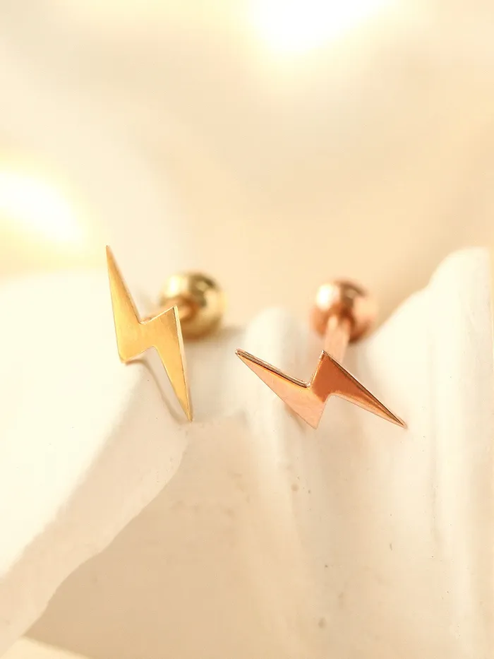 14K gold Dainty Lightning Bolt Cartilage Earring 18g16g MinimalBijoux Earrings