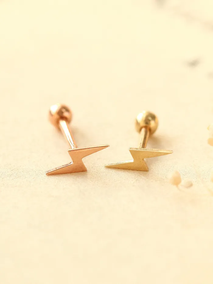 14K gold Dainty Lightning Bolt Cartilage Earring 18g16g MinimalBijoux Earrings