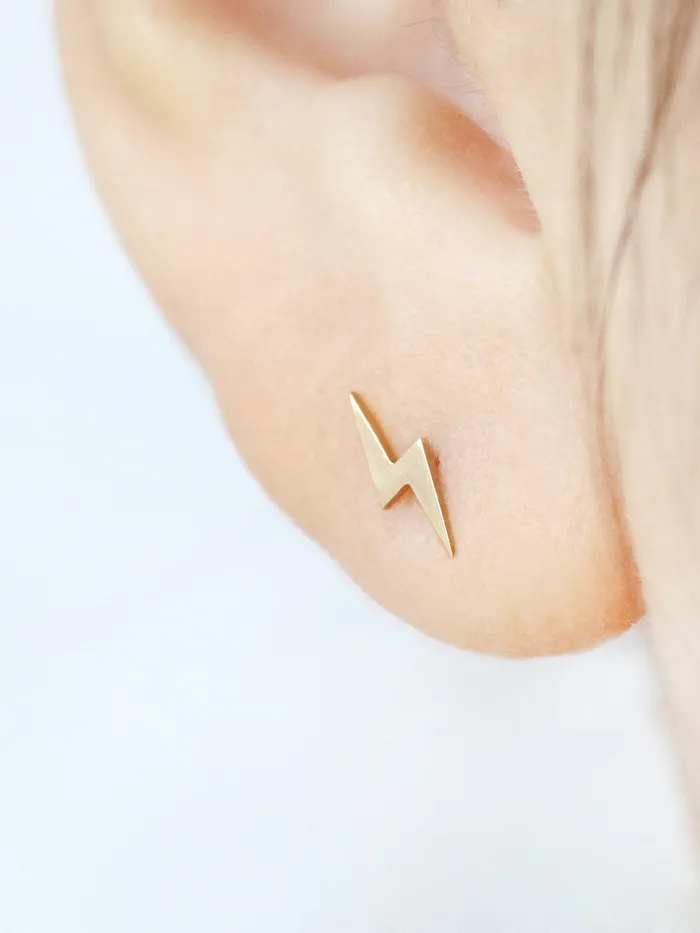 14K gold Dainty Lightning Bolt Cartilage Earring 18g16g MinimalBijoux Earrings