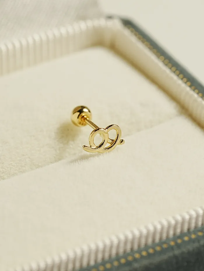 14K Gold Doodle Pretzel Cartilage Earring 20G MinimalBijoux Earrings