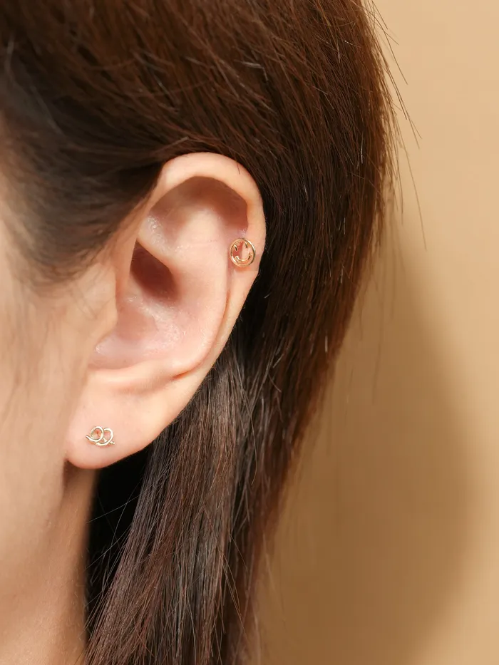 14K Gold Doodle Pretzel Cartilage Earring 20G MinimalBijoux Earrings