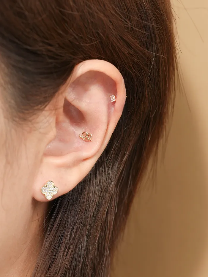 14K Gold Doodle Pretzel Cartilage Earring 20G MinimalBijoux Earrings