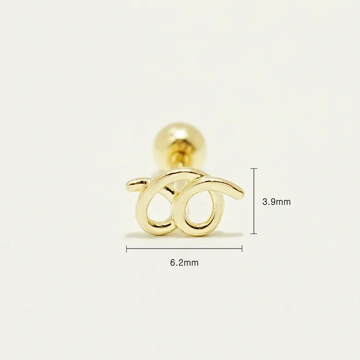 14K Gold Doodle Pretzel Cartilage Earring 20G MinimalBijoux Earrings