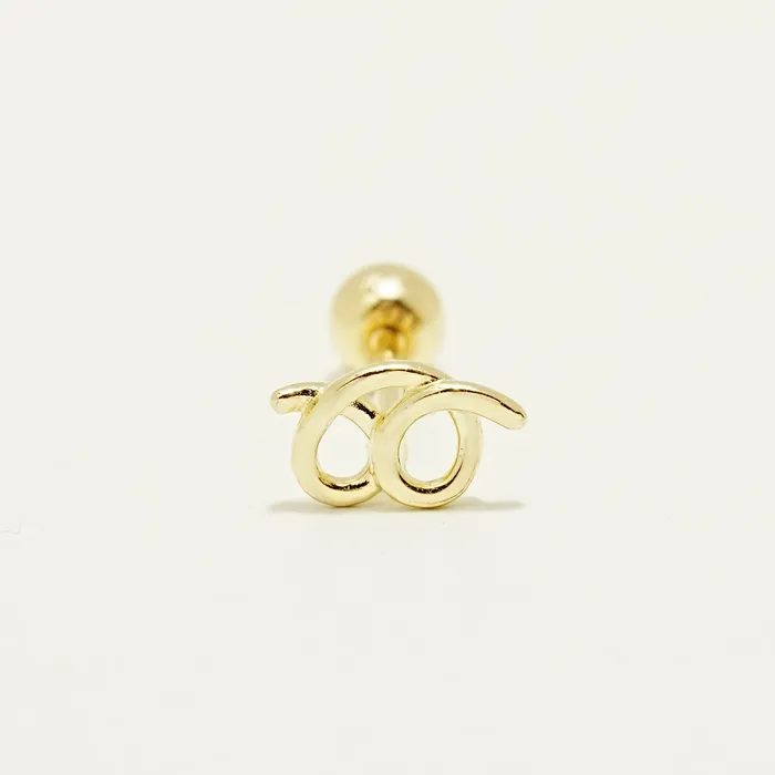 14K Gold Doodle Pretzel Cartilage Earring 20G MinimalBijoux Earrings