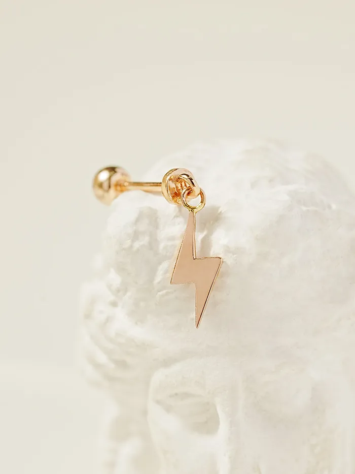 14K Gold Ligthning Drop Cartilage Earring 20G MinimalBijoux Earrings