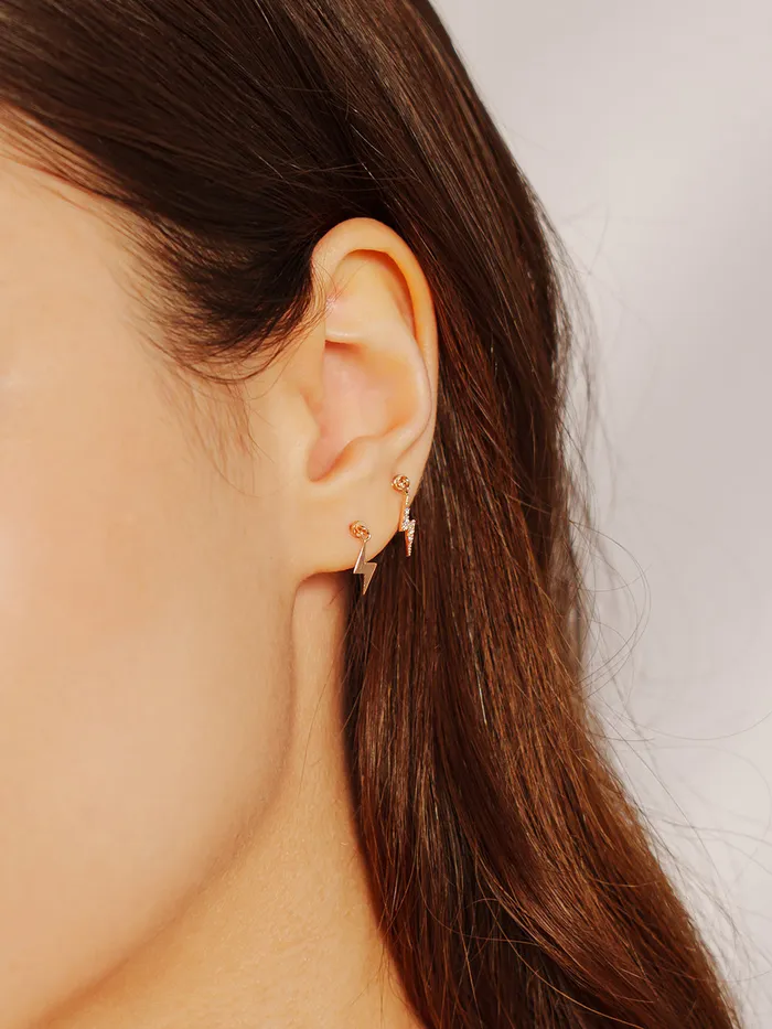 14K Gold Ligthning Drop Cartilage Earring 20G MinimalBijoux Earrings