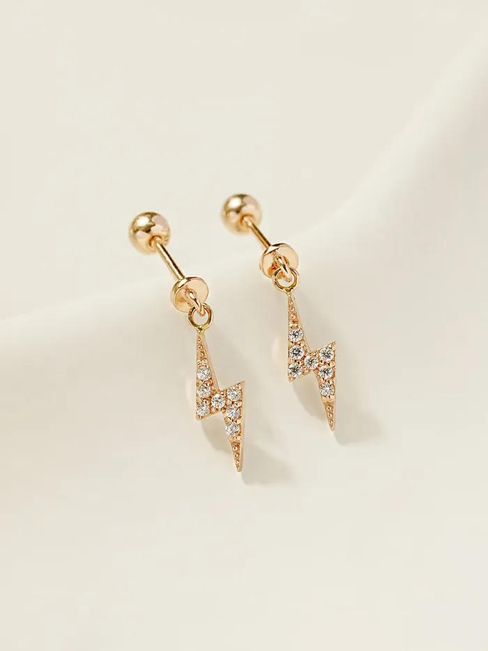 14K Gold Ligthning Drop Cartilage Earring 20G MinimalBijoux Earrings