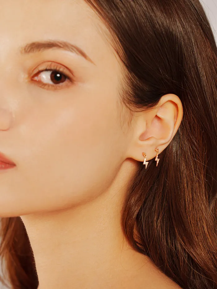 14K Gold Ligthning Drop Cartilage Earring 20G MinimalBijoux Earrings