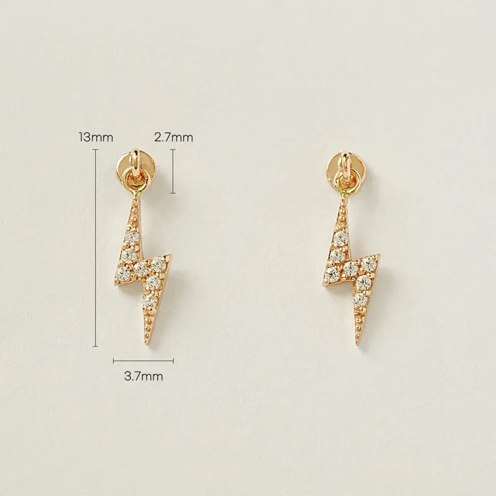 14K Gold Ligthning Drop Cartilage Earring 20G MinimalBijoux Earrings