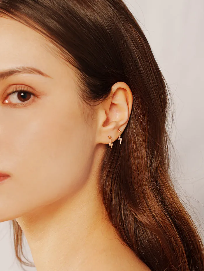 14K Gold Ligthning Drop Cartilage Earring 20G MinimalBijoux Earrings