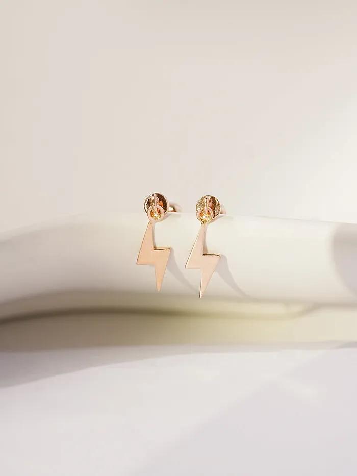 14K Gold Ligthning Drop Cartilage Earring 20G MinimalBijoux Earrings