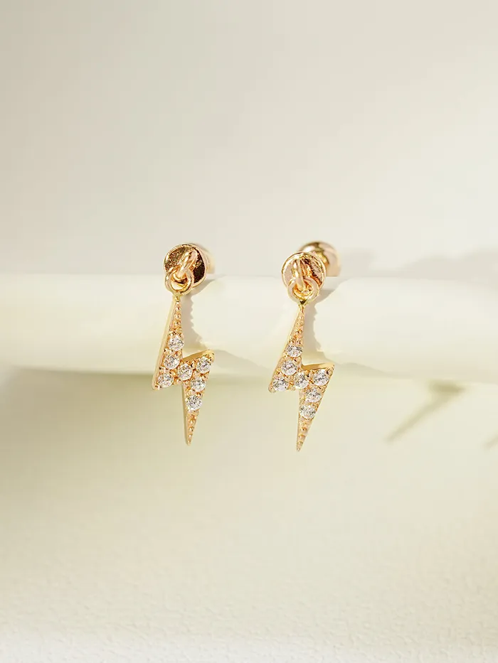14K Gold Ligthning Drop Cartilage Earring 20G MinimalBijoux Earrings