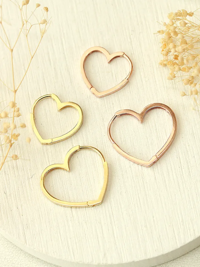 14K Gold Modern Heart Hoop Earring MinimalBijoux Earrings