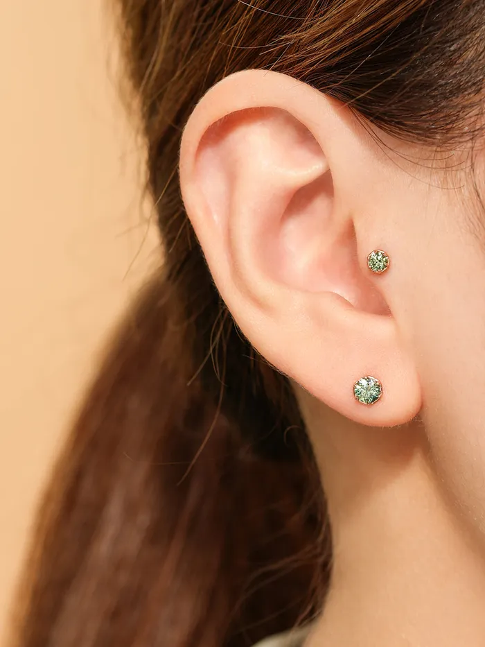 14K Gold Moissanite Imperial Dia Cartilage Earring 20G18G16G MinimalBijoux Earrings
