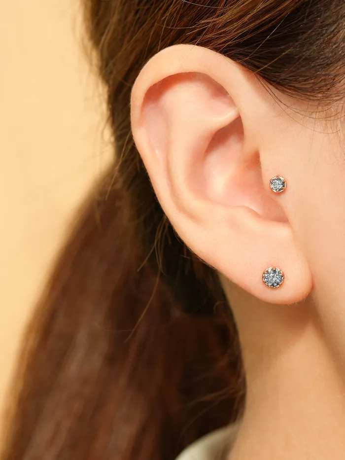 14K Gold Moissanite Imperial Dia Cartilage Earring 20G18G16G MinimalBijoux Earrings