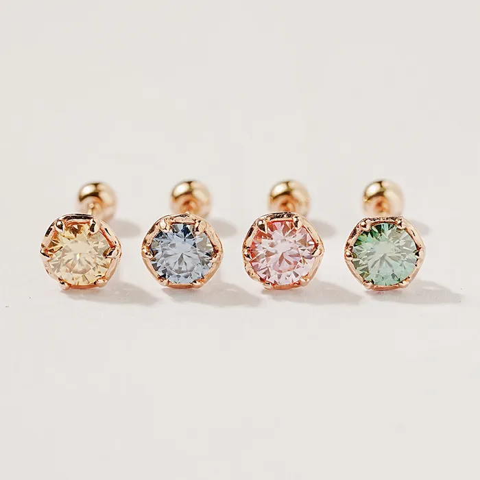 14K Gold Moissanite Imperial Dia Cartilage Earring 20G18G16G MinimalBijoux Earrings