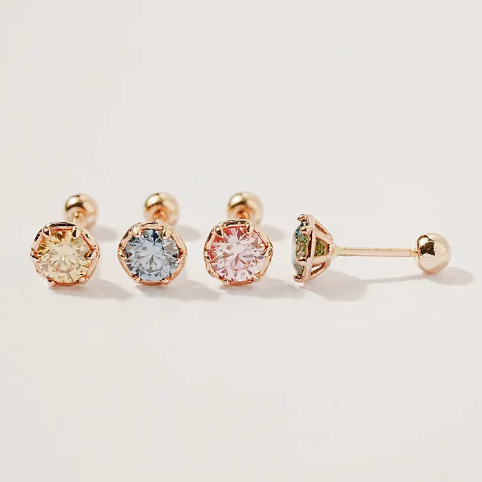 14K Gold Moissanite Imperial Dia Cartilage Earring 20G18G16G MinimalBijoux Earrings