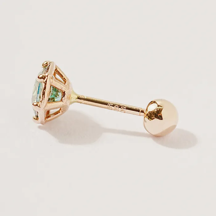 14K Gold Moissanite Imperial Dia Cartilage Earring 20G18G16G MinimalBijoux Earrings