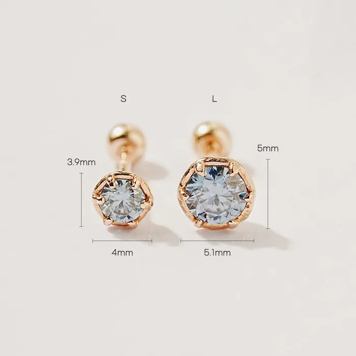 14K Gold Moissanite Imperial Dia Cartilage Earring 20G18G16G MinimalBijoux Earrings