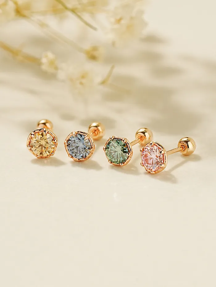 14K Gold Moissanite Imperial Dia Cartilage Earring 20G18G16G MinimalBijoux Earrings