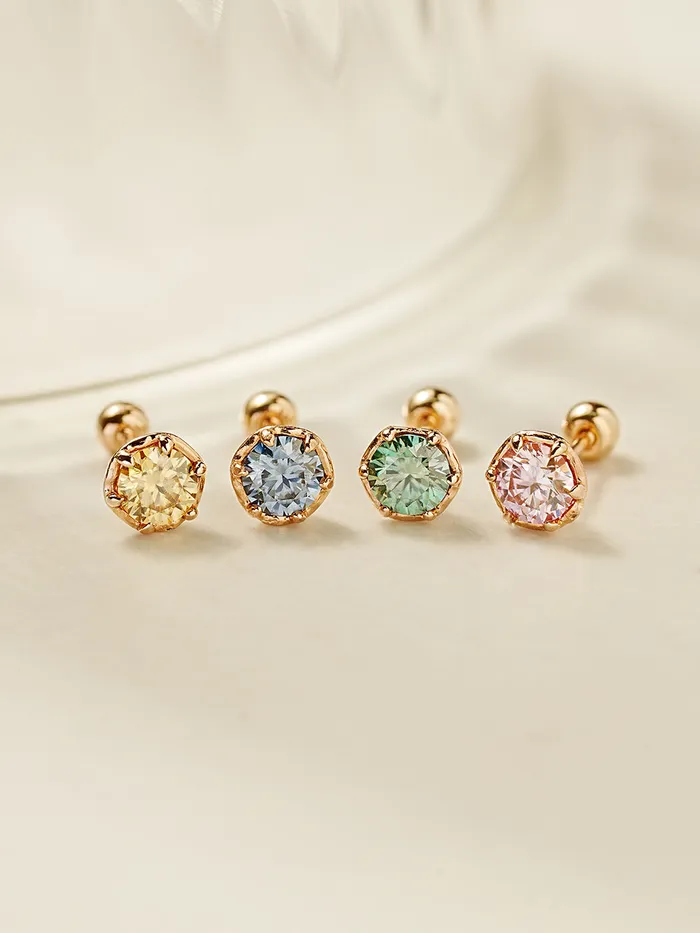 14K Gold Moissanite Imperial Dia Cartilage Earring 20G18G16G MinimalBijoux Earrings