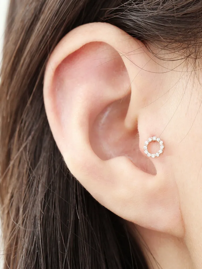 14K Gold Rainbow Circle CZ Cartilage Earring 18G16G MinimalBijoux Earrings