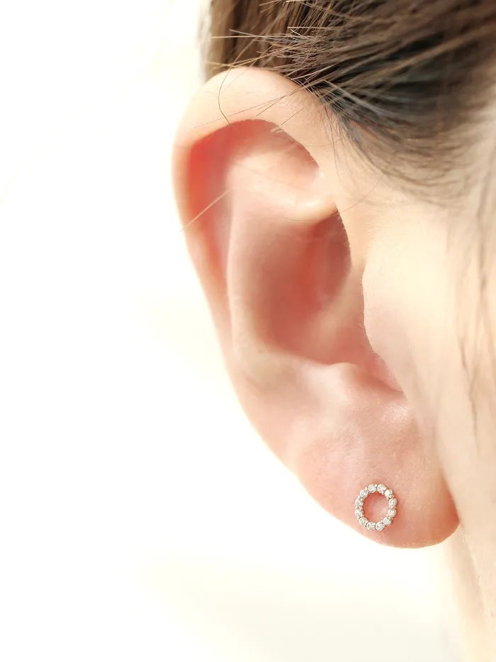 14K Gold Rainbow Circle CZ Cartilage Earring 18G16G MinimalBijoux Earrings