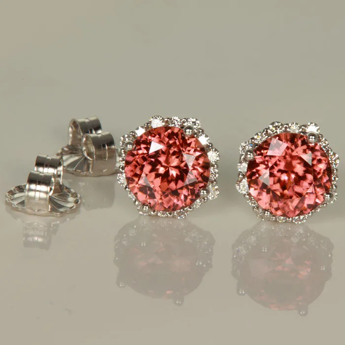 14K White Gold Imperial Zircon with Diamond Halo Stud Earrings 571cts Moriartys Gem Art Earrings 14K White Gold Imperial Zircon with Diamond Halo Stud Earrings 571cts Moriartys Gem Art Earrings