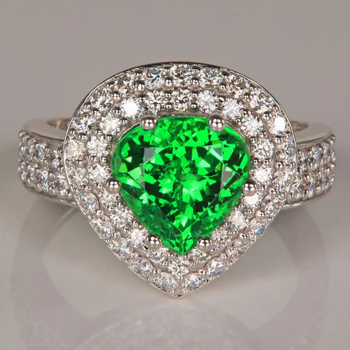 14K White Gold Shield Tsavorite Garnet Ring 305 Carats Moriartys Gem Art Rings 14K White Gold Shield Tsavorite Garnet Ring 305 Carats Moriartys Gem Art Rings